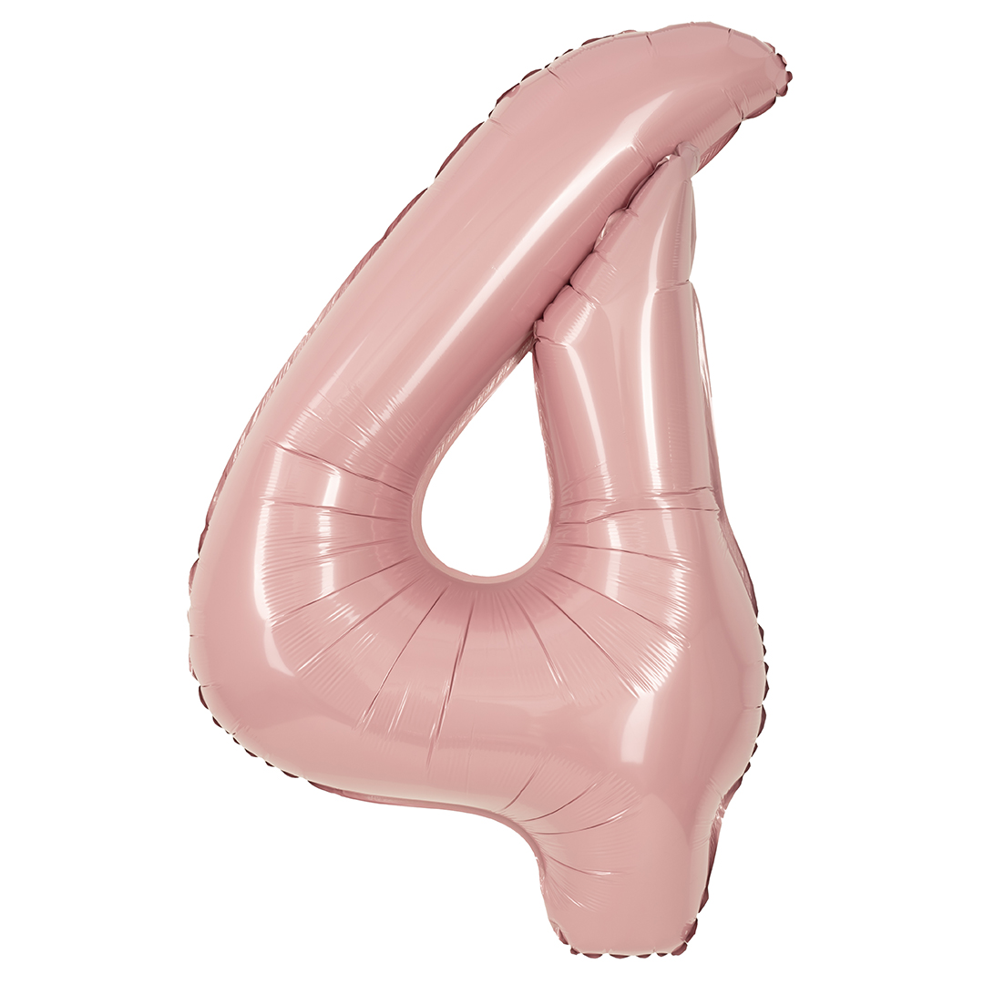Цифры - Шар (40''/102 см) Цифра, 4, Пыльная роза, Сатин, 1 шт. в уп.