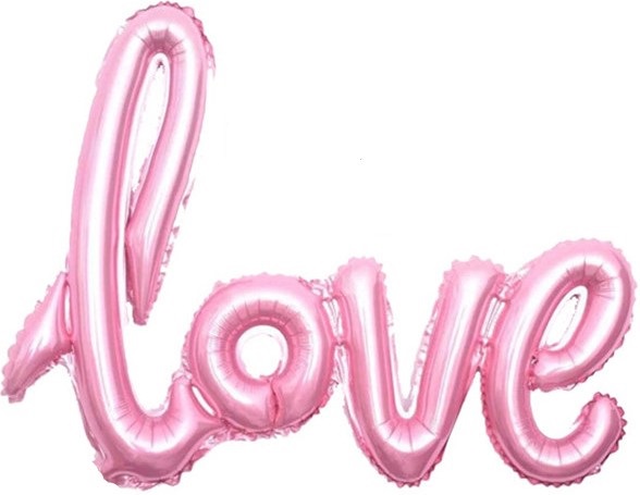 Шар (41''/104 см) Буква, Надпись "Love", Розовый, 1 шт.