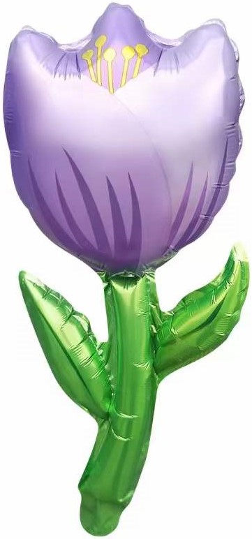 Мини-фигуры - Шар с клапаном (17''/43 см) Мини-цветок, Тюльпан, Сиреневый, 1 шт.