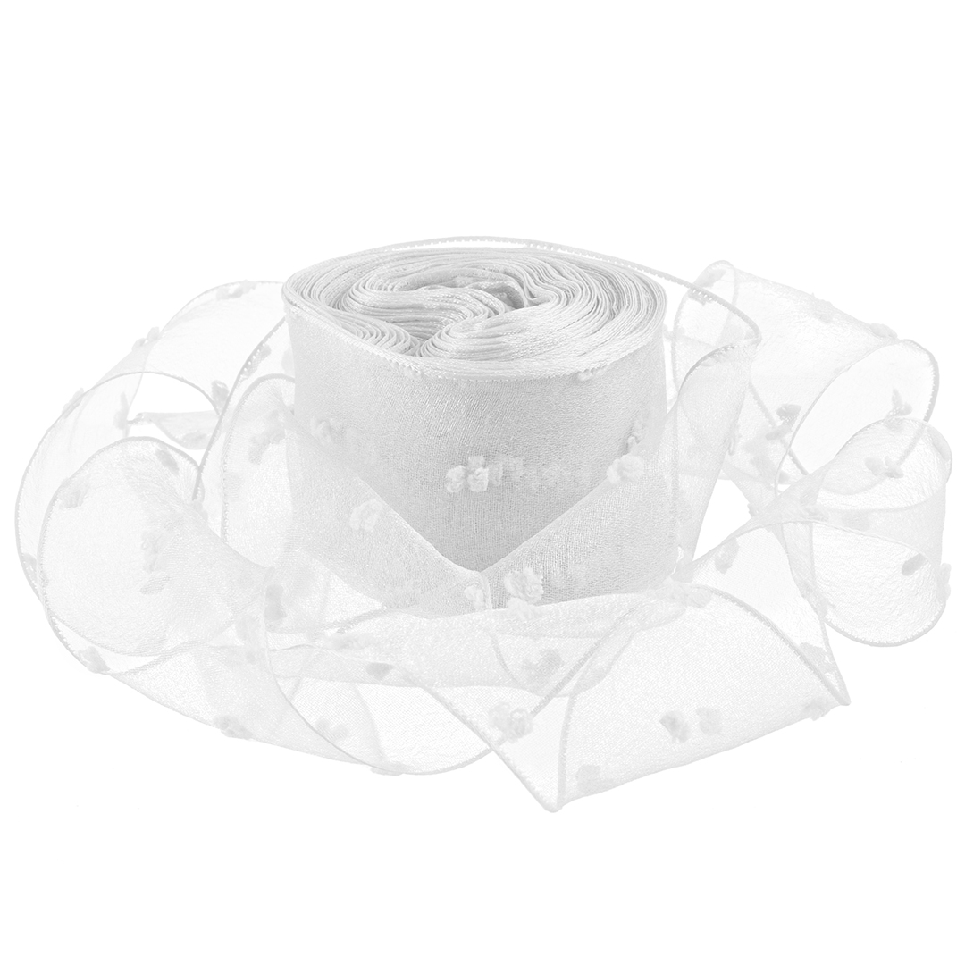 Ленты - Лента декоративная (4 см*9,14 м) Воздушные точки, Белый, 1 шт.