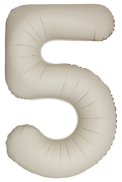 Шар (40''/102 см) Цифра, 5 Slim, Кремовый Латте, Матовый, 1 шт. в уп.