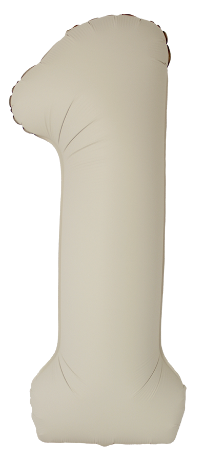 Цифры - Шар (40''/102 см) Цифра, 1 Slim, Кремовый Латте, Матовый, 1 шт. в уп.