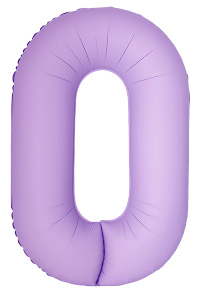 Шар (40''/102 см) Цифра, 0 Slim, Лаванда, Матовый, 1 шт. в уп.