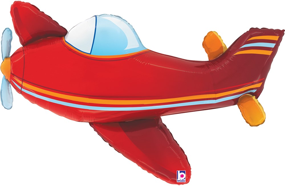 Большие фигуры - Шар (37''/94 см) Фигура, Самолет, Красный, 1 шт. в уп.