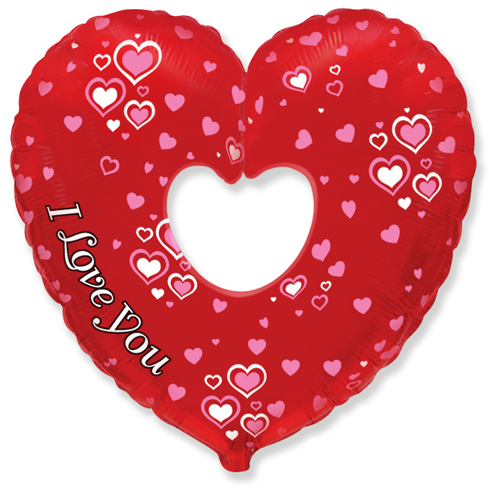 Мини-фигуры - Шар (12''/30 см) Мини-сердце, Я Люблю Тебя (множество сердец), 1 шт.