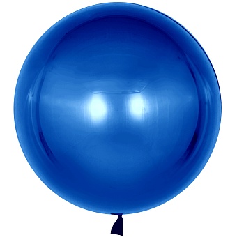 Шар с клапаном (18''/46 см) Deco Bubble, Синий, Хром, 10 шт. в уп.