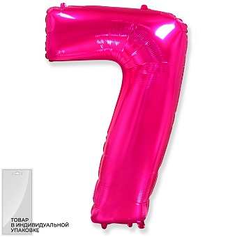 Шар (32''/81 см) Цифра, 7, Фуше, 1 шт. в уп.