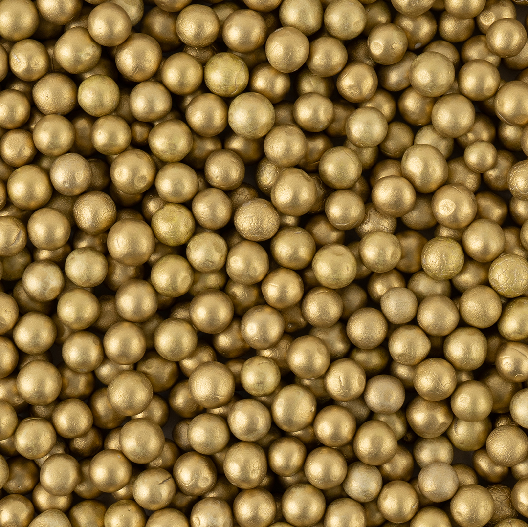 Конфетти и декор - Шарики пенопласт, Золото, Металлик, 6-8 мм, 10 гр.