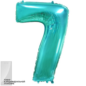 Шар (32''/81 см) Цифра, 7, Тиффани, 1 шт. в уп.