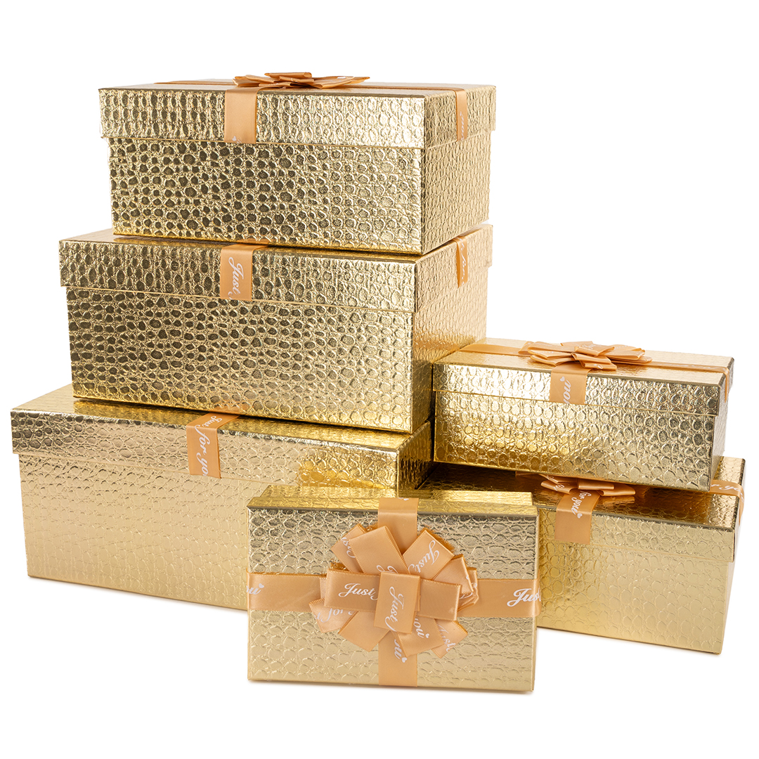 Коробки - Набор коробок Кожа крокодила, Золото, Металлик, 32*25*14 см, 6 шт. в упак.