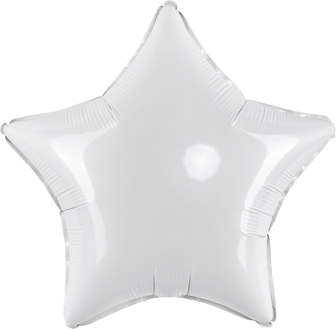 Без рисунка - Шар (32''/81 см) Звезда, Белый, 1 шт.