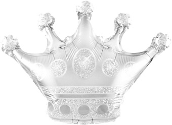 Мини-фигуры - Шар с клапаном (14''/36 см) Мини-фигура, Корона, Серебро, 1 шт.