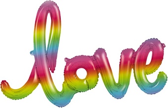 Шар (48''/122 см) Буква, Надпись "Love", Радужный, Градиент, 1 шт.