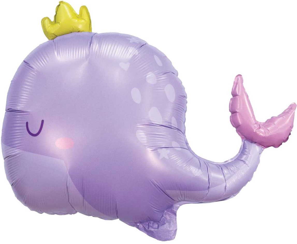 Большие фигуры - Шар (34''/86 см) Фигура, Кит в короне, 1 шт. в уп.