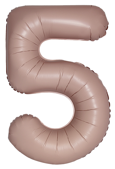 Шар (40''/102 см) Цифра, 5 Slim, Винтажная роза, Матовый, 1 шт.