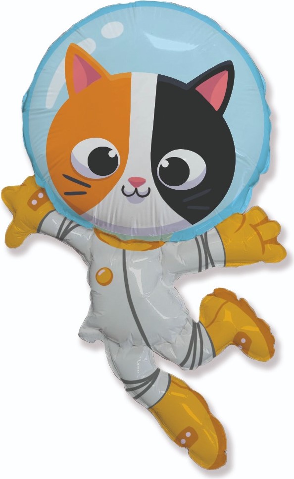 Мини-фигуры - Шар (14''/36 см) Мини-фигура, Котенок Космонавт, 1 шт.