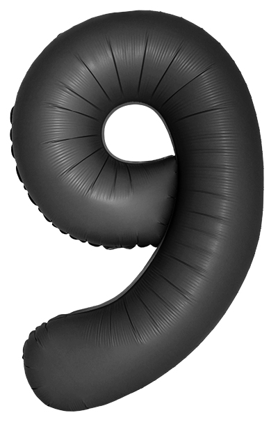 Шар (40''/102 см) Цифра, 9 Slim, Черный, Сатин, 1 шт. в уп.