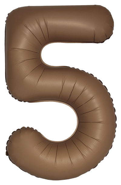 Шар (40''/102 см) Цифра, 5 Slim, Шоколад, Матовый, 1 шт.