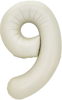 Шар (32''/81 см) Цифра, 9, Белый песок, Сатин, 1 шт. в уп.