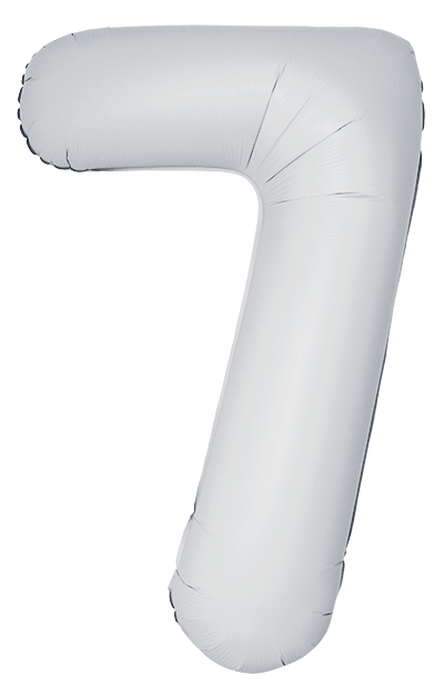 Шар (40''/102 см) Цифра, 7 Slim, Белый, Матовый, 1 шт. в уп.