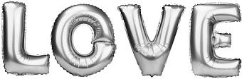 Набор шаров (16''/41 см) Мини-буква, Надпись "LOVE", Серебро, 1 шт. в уп.