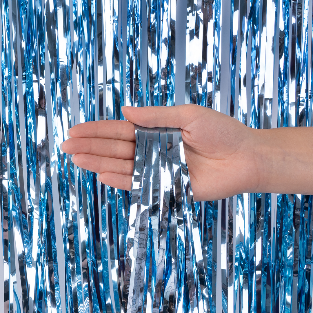 Занавес - Занавес Дождик Голубой, Металлик, 100*200 см, 1 шт.