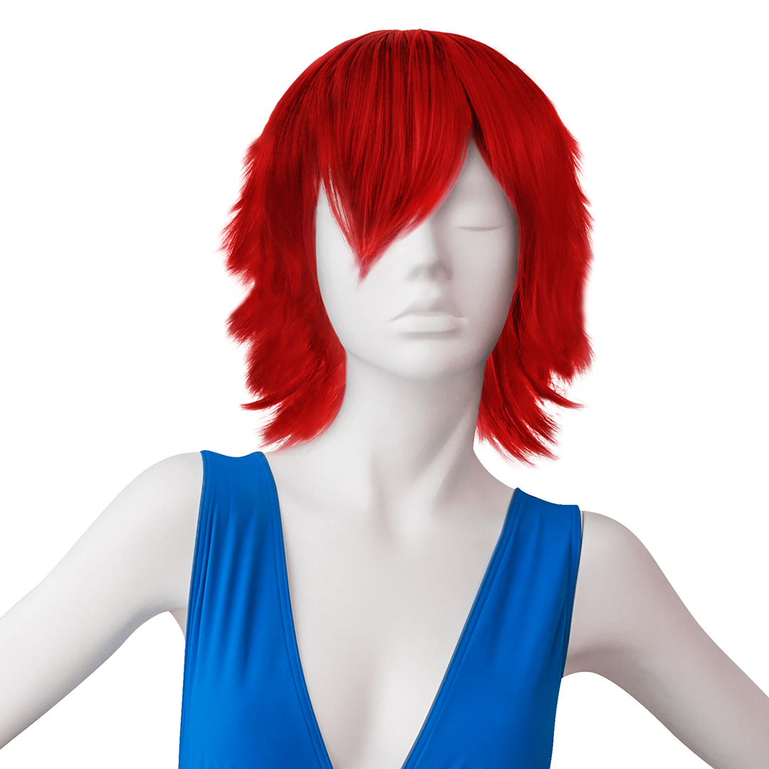 Парики и цветные пряди - Парик карнавальный, 140 гр, Аниме (короткий), Красный, 29 см, 1 шт. в упак.