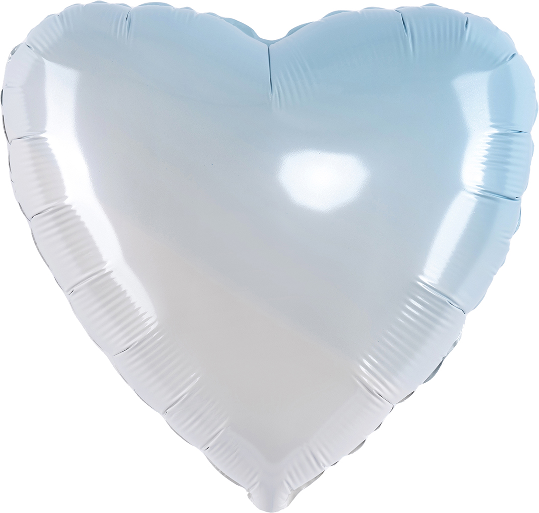 Без рисунка - Шар (18''/46 см) Сердце, Голубой, Градиент, 1 шт.