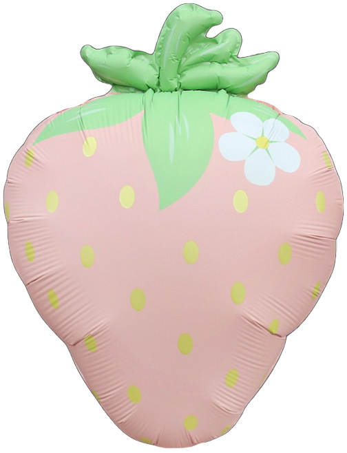 Шар (26''/66 см) Фигура, Клубника с цветком, Розовый, Сатин, 1 шт. в уп.