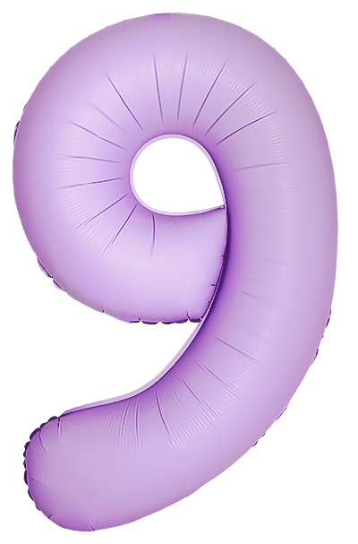 Шар (40''/102 см) Цифра, 9 Slim, Лаванда, Матовый, 1 шт. в уп.