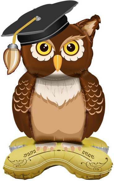 Шар 3D (35''/89 см) Фигура на подставке, Сова Выпускник, 1 шт. в уп.