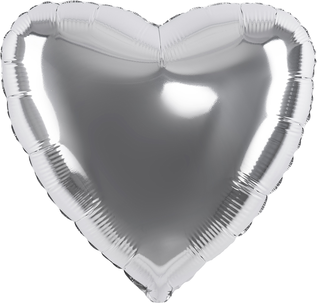 Без рисунка - Шар (32''/81 см) Сердце, Серебро, 1 шт.