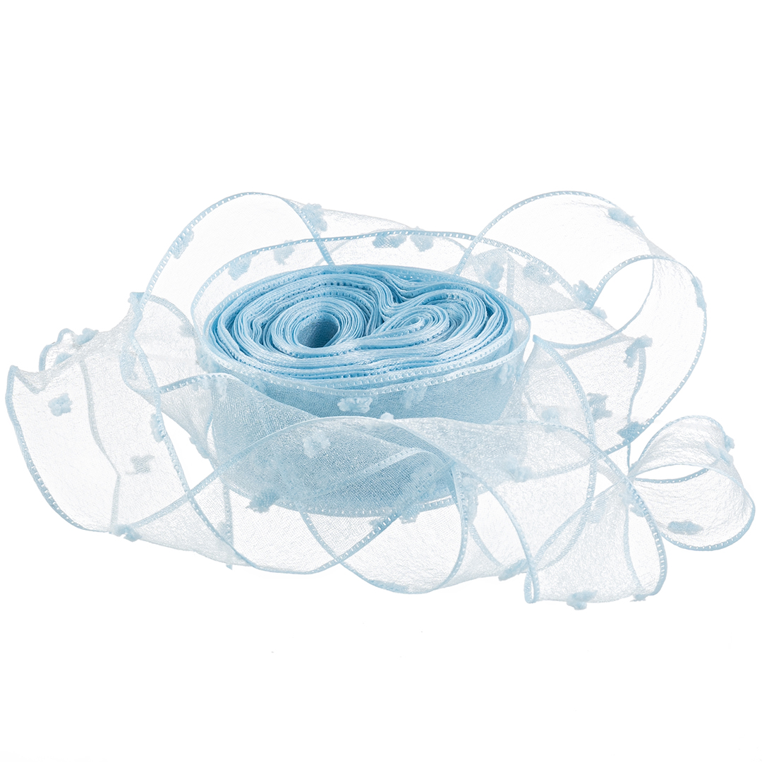 Ленты - Лента декоративная (2,5 см*9,14 м) Воздушные точки, Голубой, 1 шт.