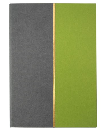 Записная книжка, А5, 80 л., твёрдый переплёт, кожзам, Серый/зелёный цвет