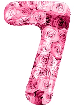 Шар (34''/86 см) Цифра, 7 Симфония роз, Фуше, 1 шт. в уп.