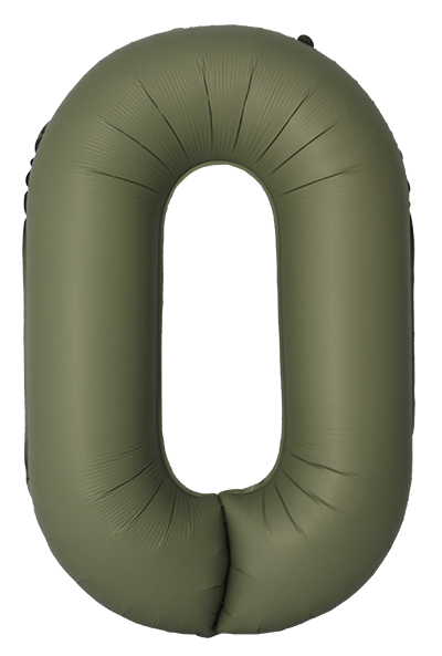 Цифры - Шар (40''/102 см) Цифра, 0 Slim, Оливковый, Матовый, 1 шт. в уп.
