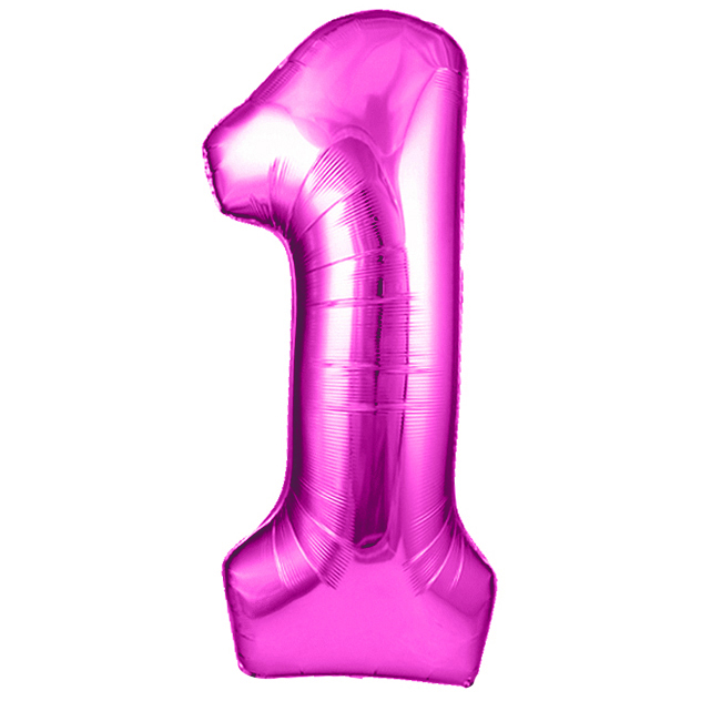 Шар (40''/102 см) Цифра, 1, Фуше, Металлик, 1 шт. в уп.