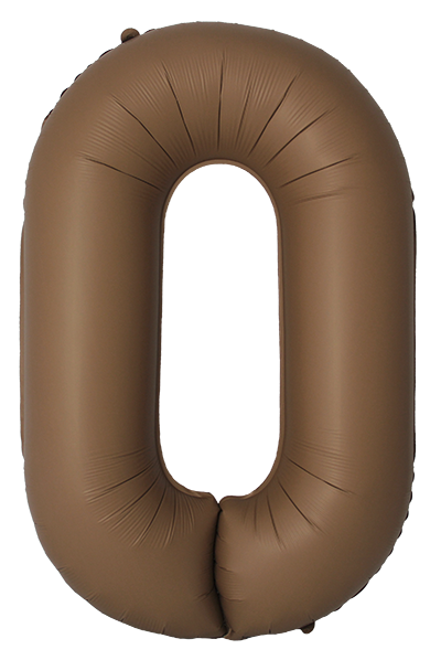 Шар (40''/102 см) Цифра, 0 Slim, Шоколад, Матовый, 1 шт. в уп.