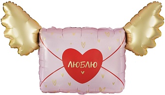 Шар (35''/89 см) Фигура, Люблю, Письмо Валентинка, 1 шт. в уп.