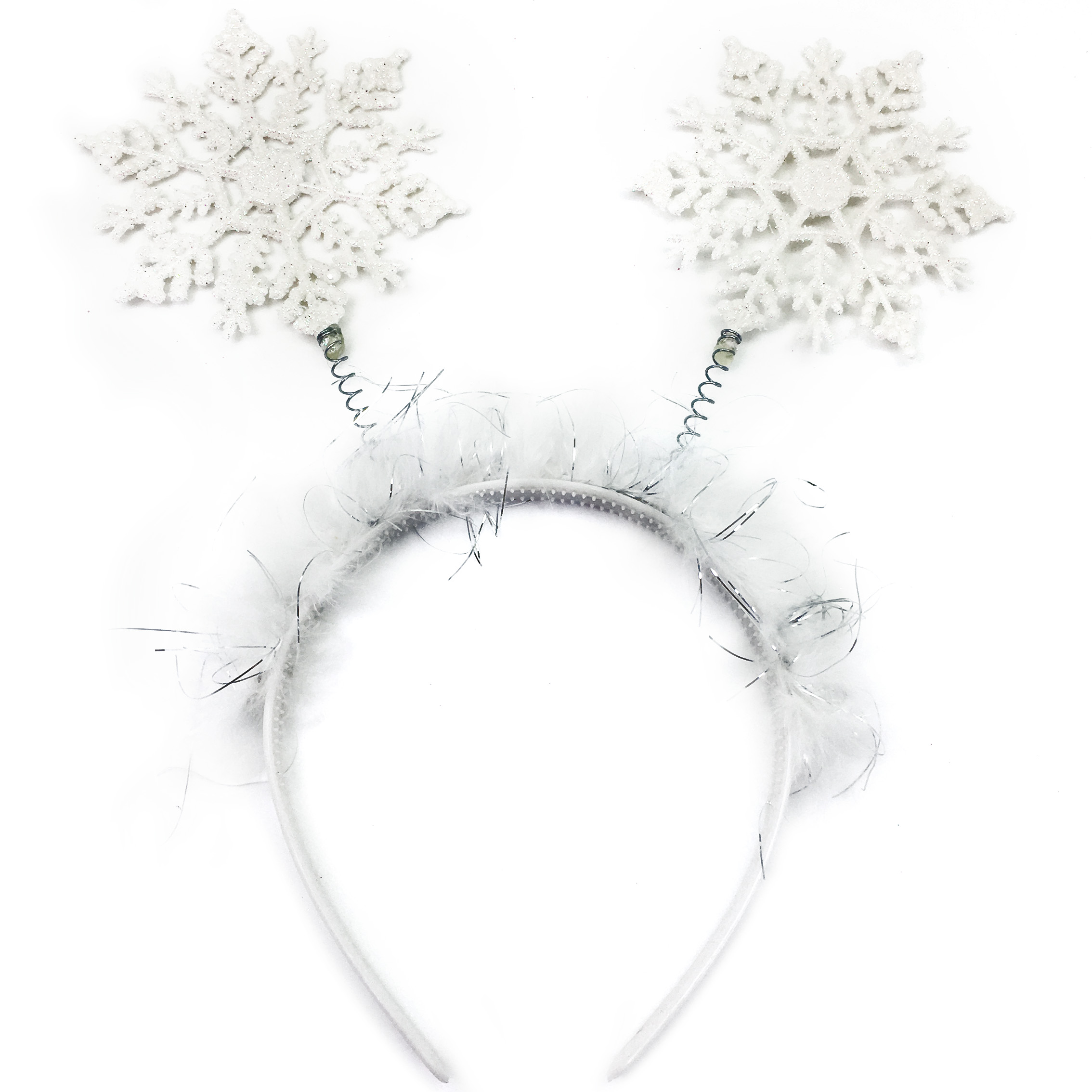 Ободки и заколки - Ободок, Снежинки, Белый, с блестками, 1 шт.