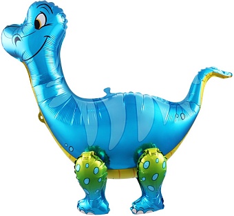 Шар (25''/64 см) Фигура 3D, Динозавр Брахиозавр, Синий, 1 шт. в уп.