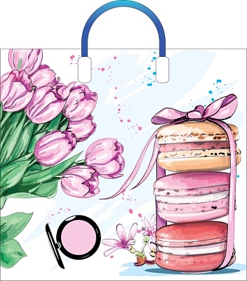 Полиэтиленовые пакеты с пластиковой ручкой - Пакет ПЭ с пластмассовыми ручками 38х34+3см 90мкм "Знак внимания"