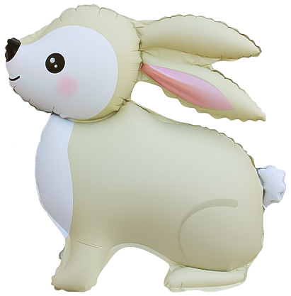Шар (24''/61 см) Фигура 3D, Лесной Зайка, Кремовый, Сатин, 1 шт.