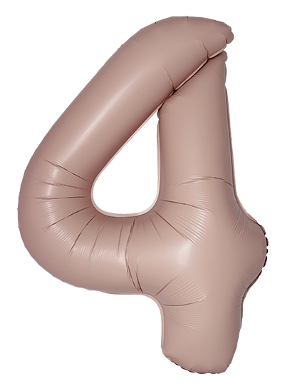 Шар (40''/102 см) Цифра, 4 Slim, Винтажная роза, Матовый, 1 шт.