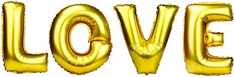 Набор шаров (16''/41 см) Мини-буква, Надпись "LOVE", Золото, 1 шт. в уп.