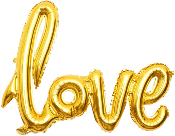 Шар (22''/56 см) Буква, Надпись "Love", Золото, 1 шт.