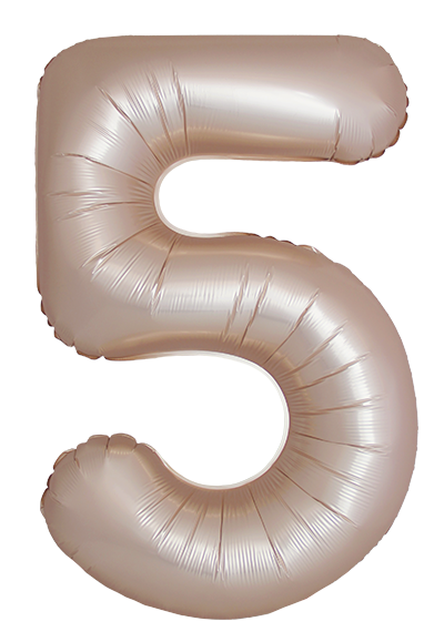 Цифры - Шар (40''/102 см) Цифра, 5 Slim, Звездное Золото, Матовый, 1 шт. в уп.