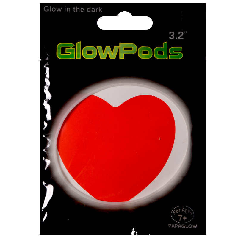 Наклейки и маркеры - Светящаяся наклейка Сердце, Красный, 1 шт.