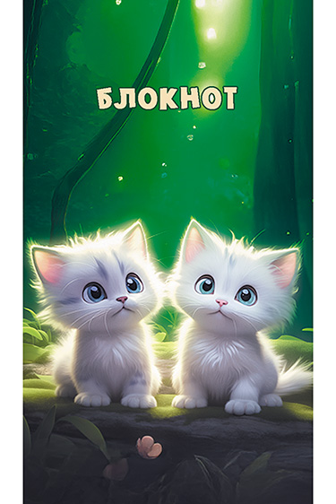 Блокнот на скобе, А7, 16 л., в клетку, "Пушистые котята"