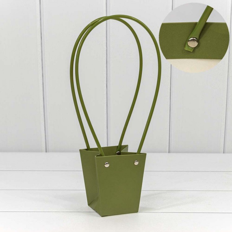 Пакет пластиковый "Ваза для цветов" 10х9х6,5 см  "Оливково-зеленый"